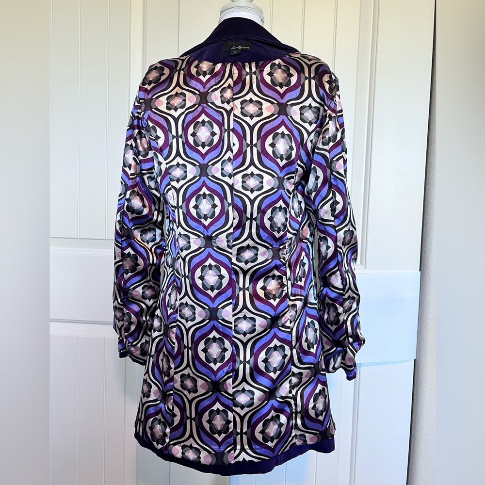 Velvet Cotton Purple Button Trench Pockets Sz Medium Unique - Picture 4 of 13